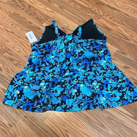 BRA SIZED SWEETHEART UNDERWIRE TANKINI TOP, blue floral, Support, 46C - Picture 7 of 12